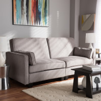 Baxton Studio R9003-Light Gray-SF Felicity Modern and Contemporary Light Gray Fabric Upholstered Sleeper Sofa
